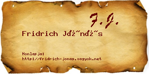 Fridrich Jónás névjegykártya
